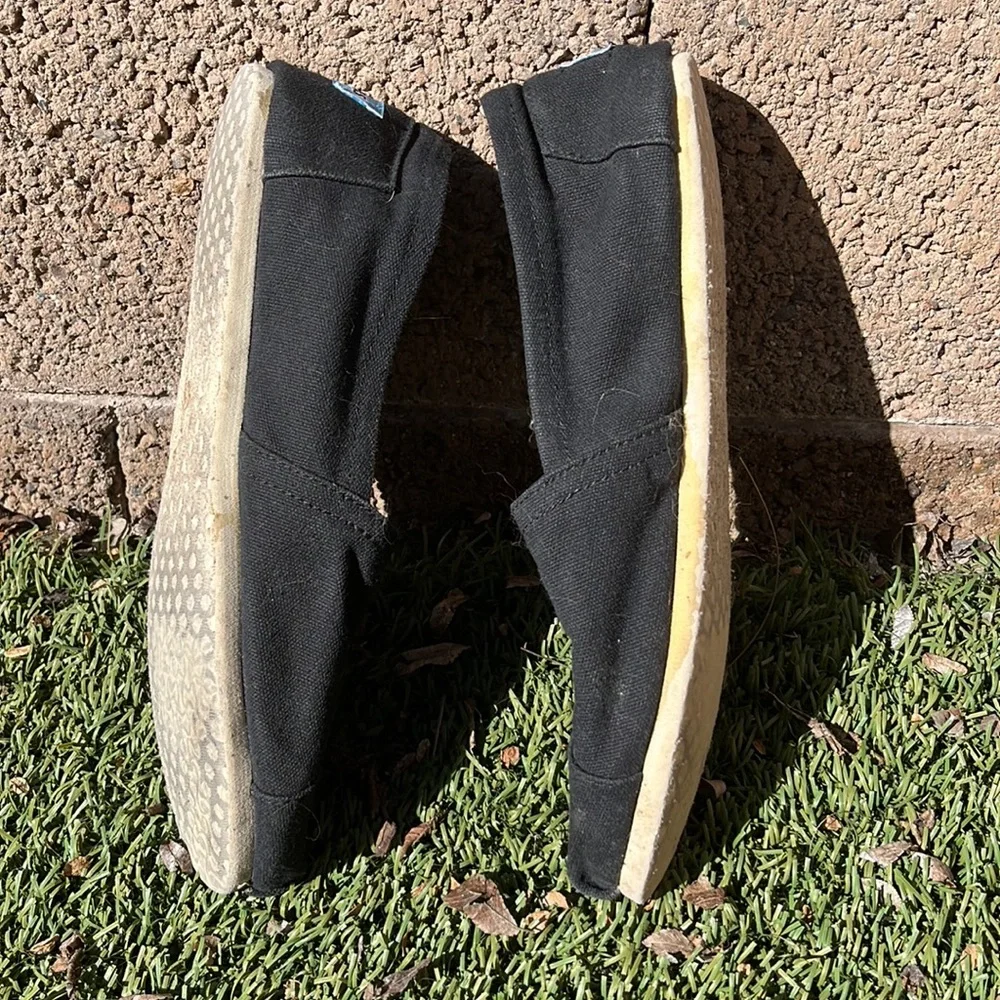 TOMS Men's Black Canvas Classic Alpargata Slip On Shoes Size 10 Low Top Casual
